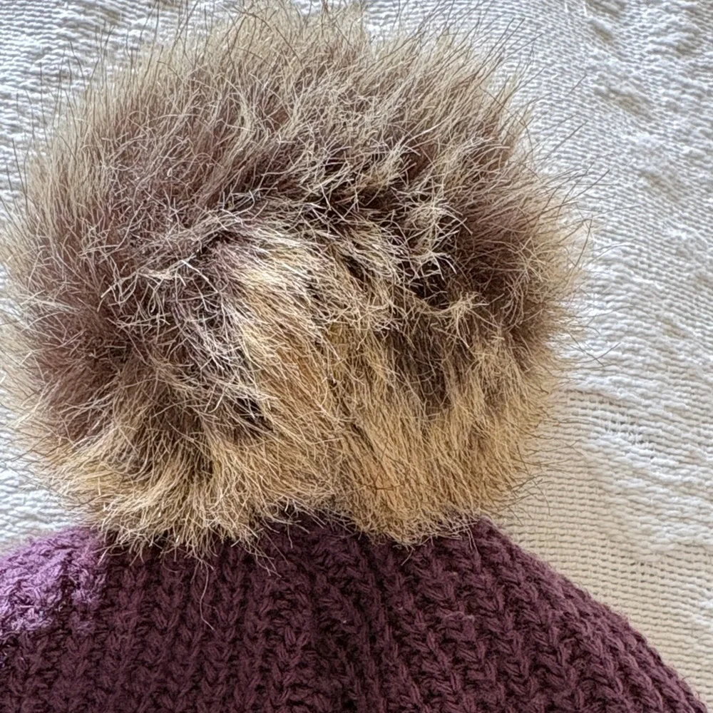 Carhartt Dark Purple Beanie with Faux Fur Pom Unisex Gently Loved One Size